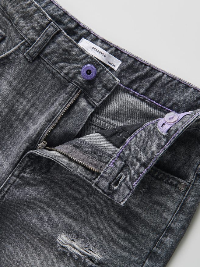 Reserved Boys Distressed Regular Jeans P6H08T2150 Apparel Grey