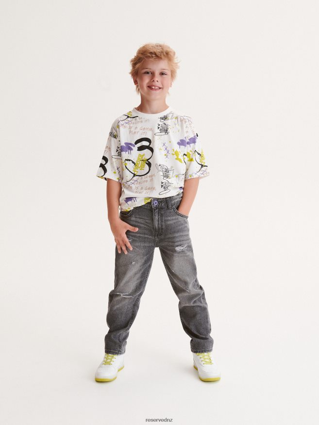 Reserved Boys Distressed Regular Jeans P6H08T2197 Apparel Grey