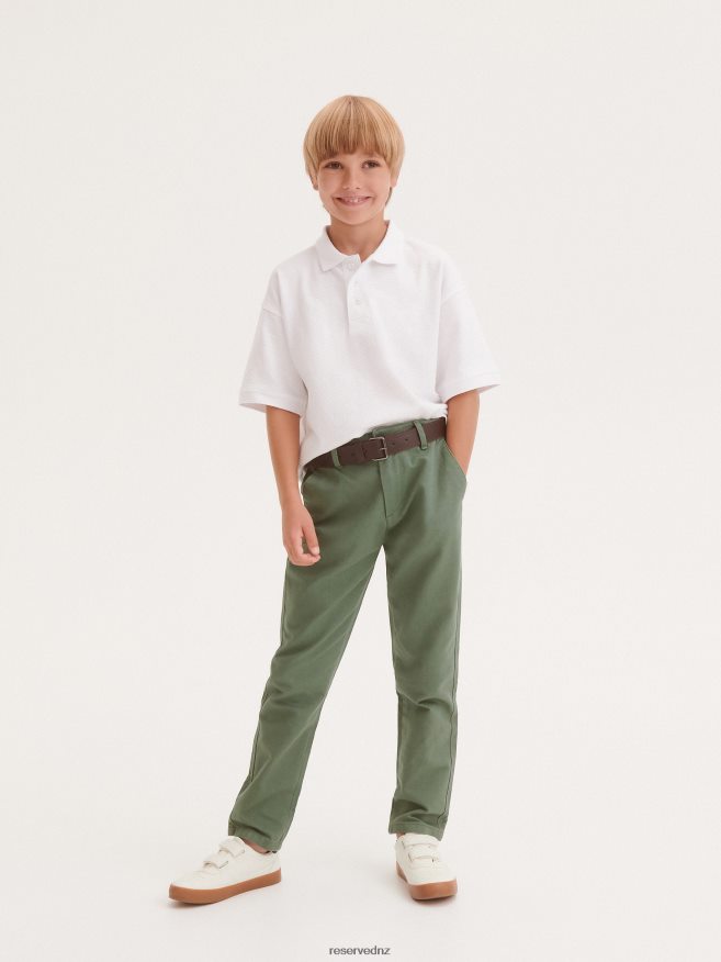 Reserved Boys Chino Trousers With Belt P6H08T2115 Apparel Pale Green