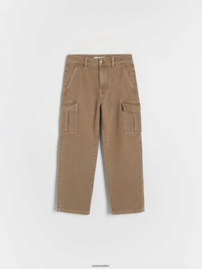 Reserved Boys Cotton Cargo Trousers P6H08T2031 Apparel Brown