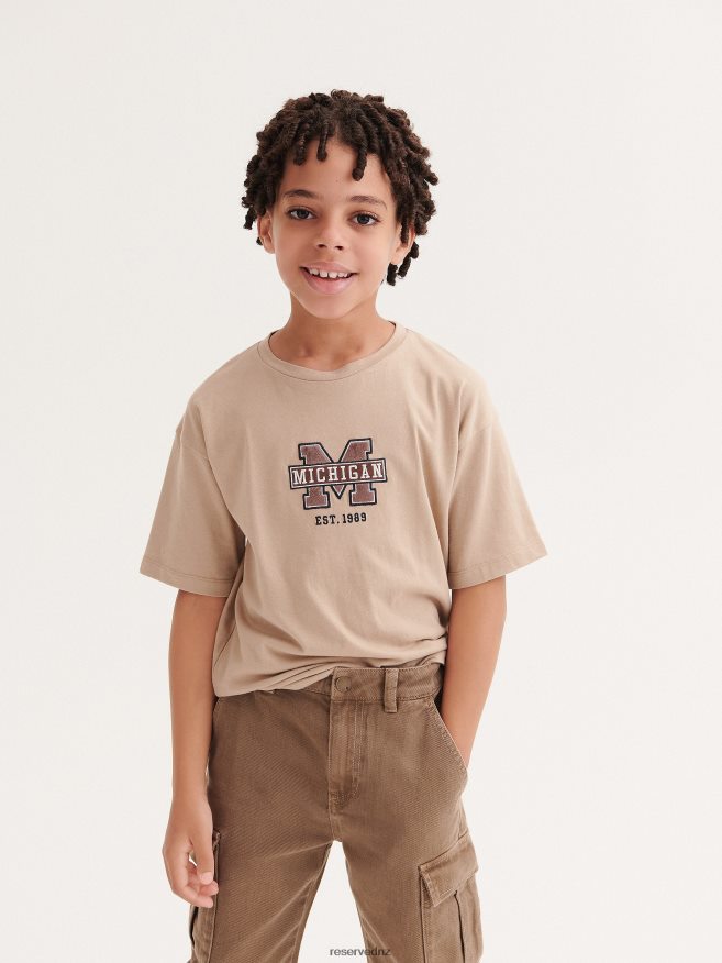 Reserved Boys Cotton Cargo Trousers P6H08T2031 Apparel Brown