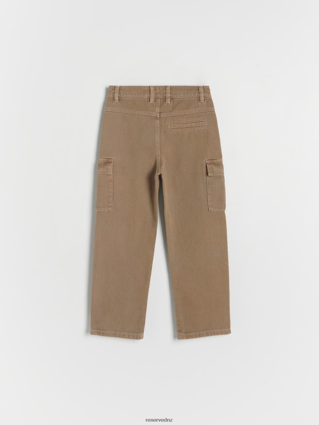 Reserved Boys Cotton Cargo Trousers P6H08T2031 Apparel Brown