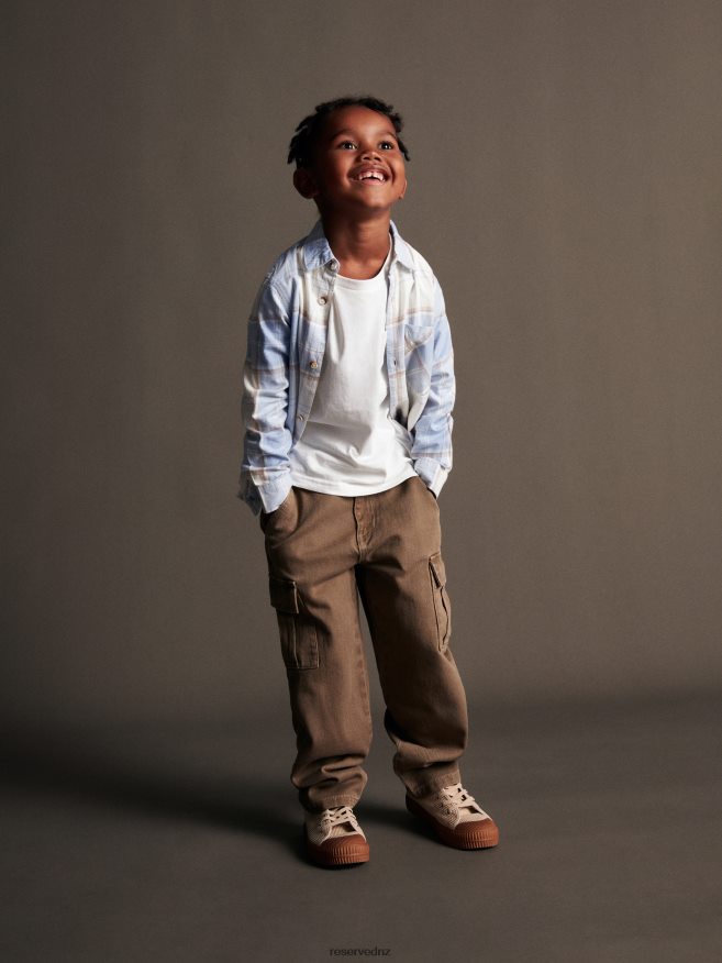 Reserved Boys Cotton Cargo Trousers P6H08T2031 Apparel Brown
