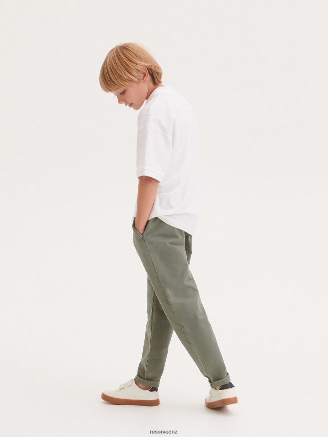 Reserved Boys Drawstring Waist Chino Trousers P6H08T2016 Apparel Mint Green