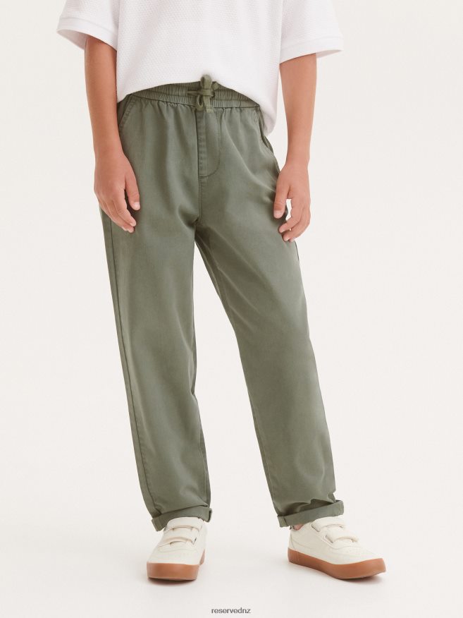 Reserved Boys Drawstring Waist Chino Trousers P6H08T2016 Apparel Mint Green