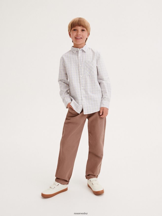 Reserved Boys Drawstring Waist Chino Trousers P6H08T2170 Apparel Brown