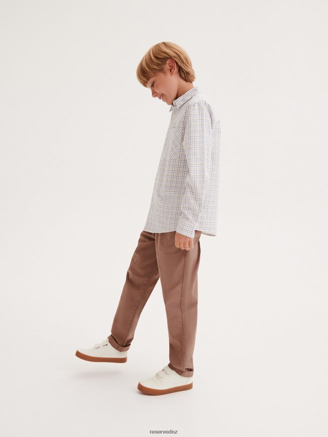 Reserved Boys Drawstring Waist Chino Trousers P6H08T2170 Apparel Brown