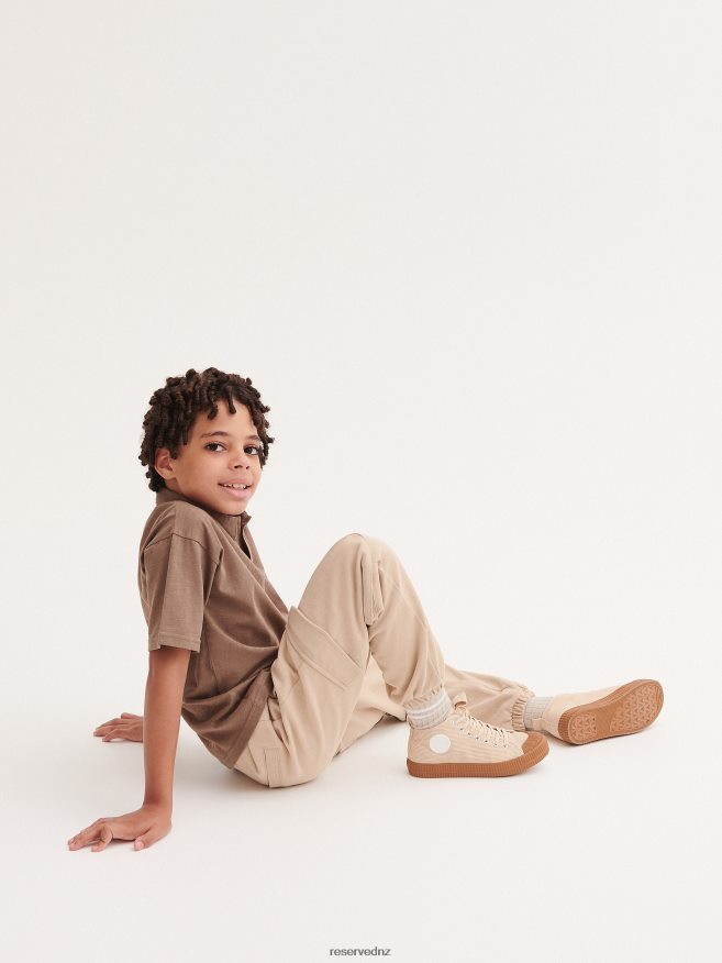 Reserved Boys Jersey Cargo Trousers P6H08T2078 Apparel Beige