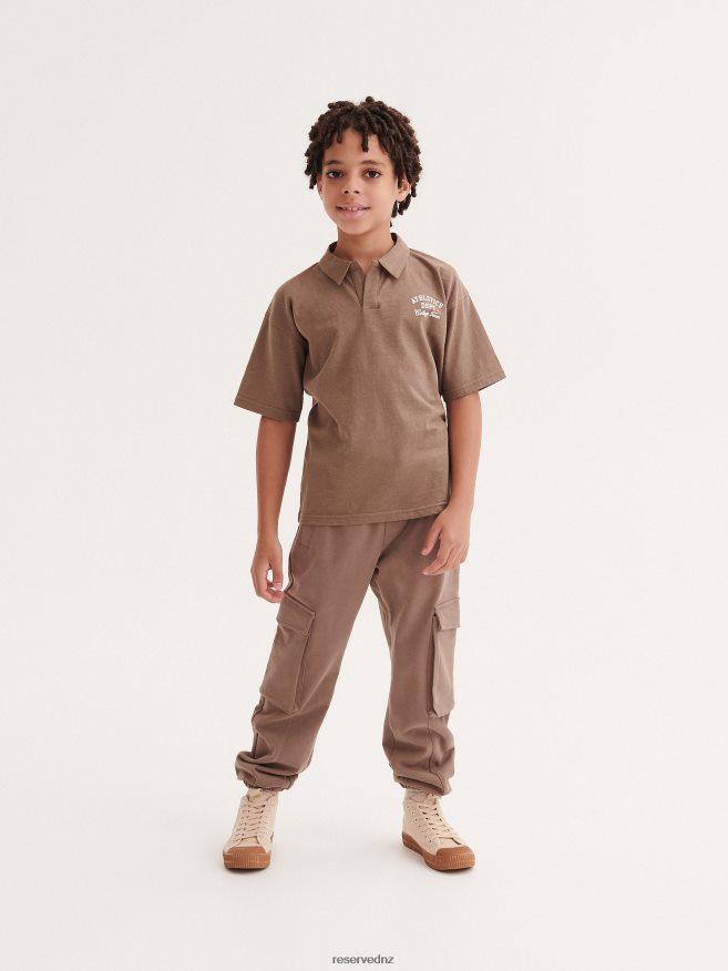 Reserved Boys Jersey Cargo Trousers P6H08T2123 Apparel Brown