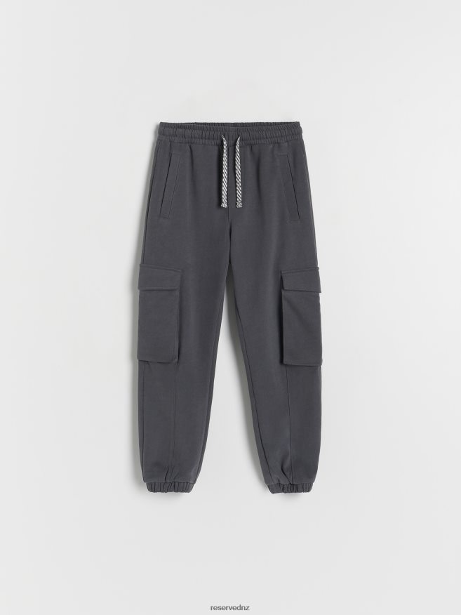 Reserved Boys Jersey Cargo Trousers P6H08T2138 Apparel Dark Grey
