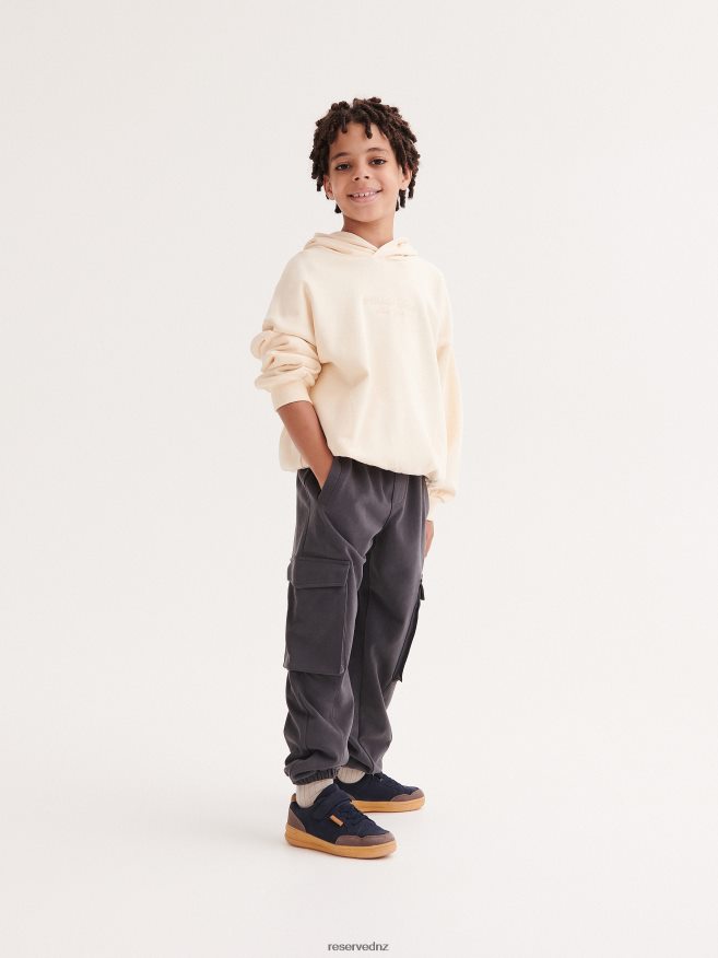 Reserved Boys Jersey Cargo Trousers P6H08T2138 Apparel Dark Grey