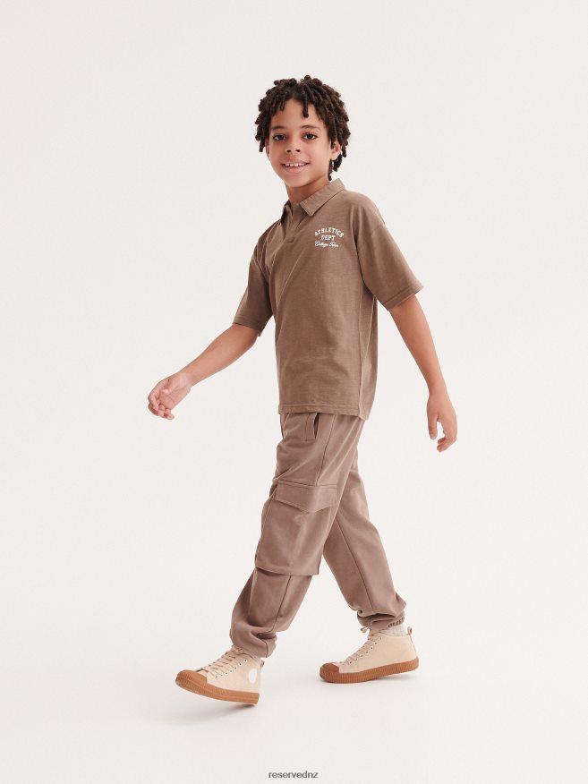 Reserved Boys Jersey Cargo Trousers P6H08T2191 Apparel Brown