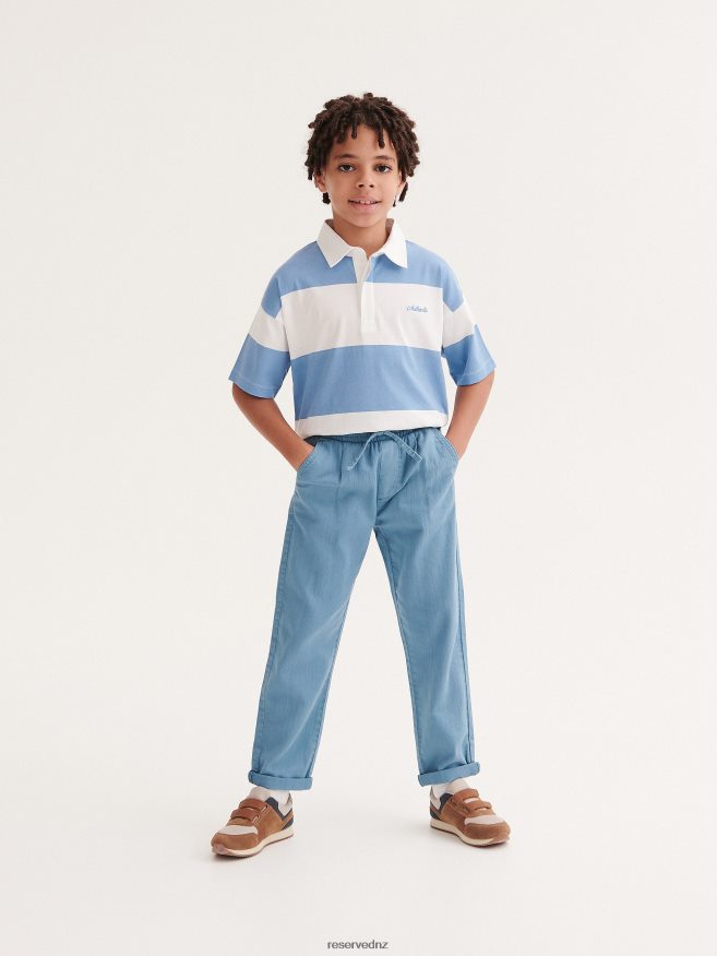 Reserved Boys Structural Fabric Chino Trousers P6H08T2013 Apparel Blue