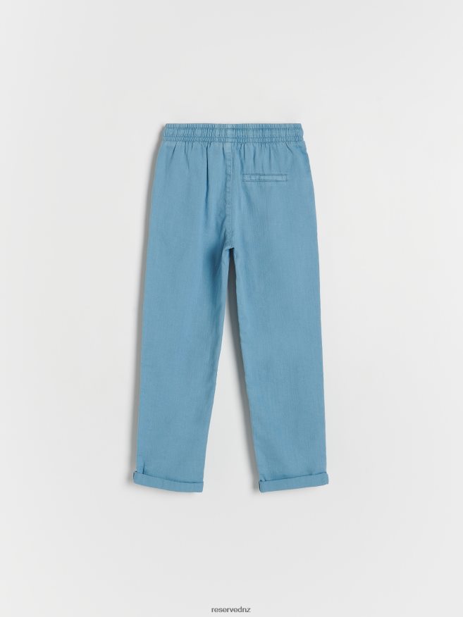 Reserved Boys Structural Fabric Chino Trousers P6H08T2013 Apparel Blue