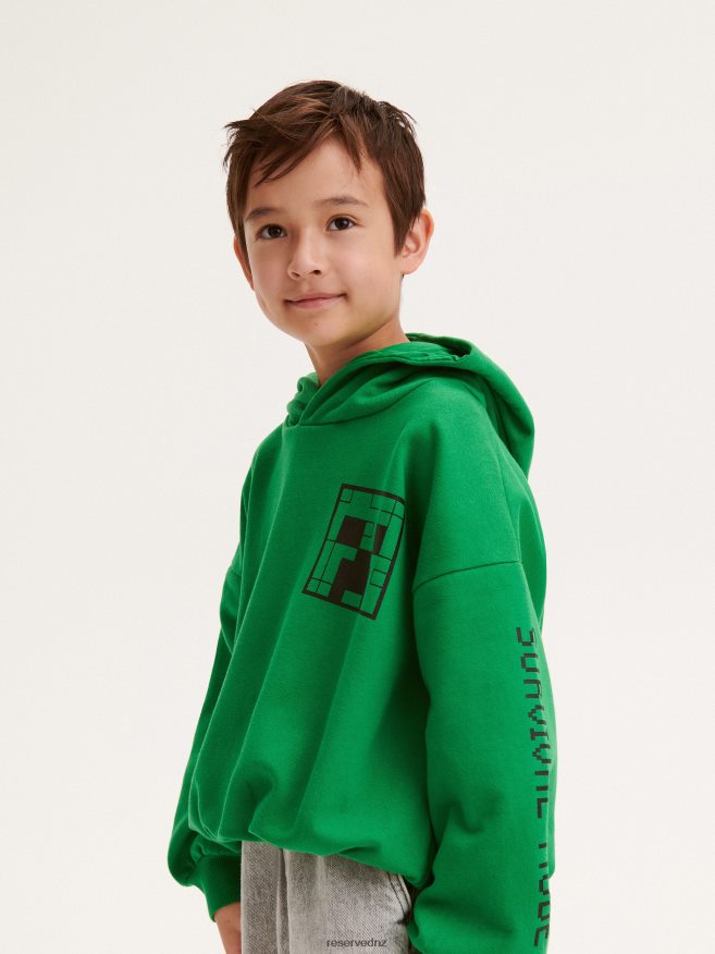 Reserved Boys Minecraft Oversized Hoodie P6H08T2085 Apparel Green