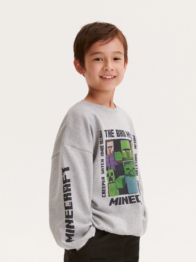 Reserved Boys Minecraft Print Sweatshirt P6H08T2077 Apparel Light Grey