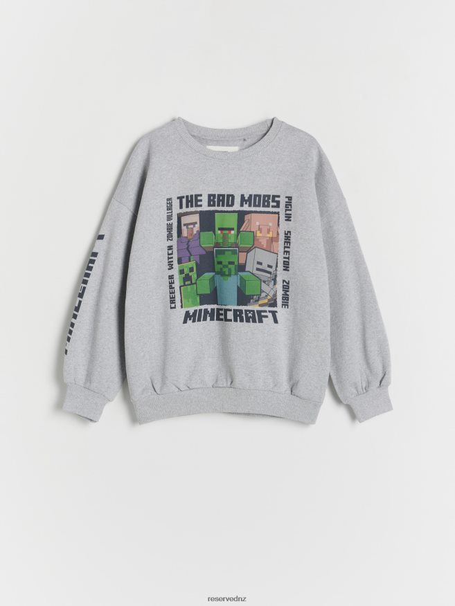 Reserved Boys Minecraft Print Sweatshirt P6H08T2077 Apparel Light Grey