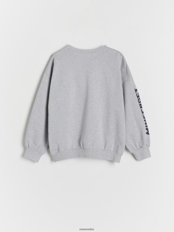 Reserved Boys Minecraft Print Sweatshirt P6H08T2077 Apparel Light Grey