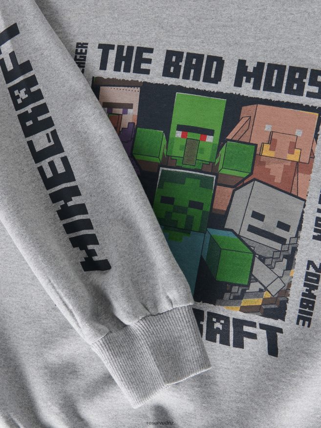 Reserved Boys Minecraft Print Sweatshirt P6H08T2077 Apparel Light Grey