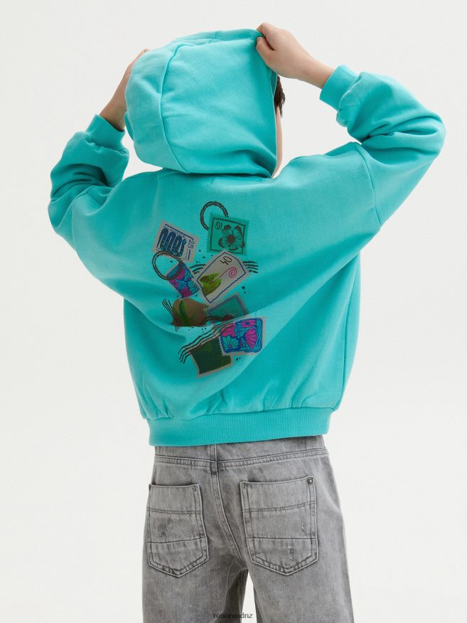 Reserved Boys Oversized Hoodie P6H08T2213 Apparel Turquoise