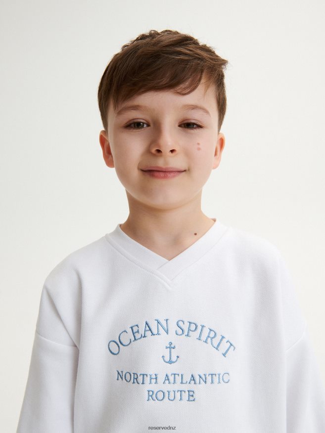 Reserved Boys Oversized Sweatshirt With Slogan P6H08T2210 Apparel White