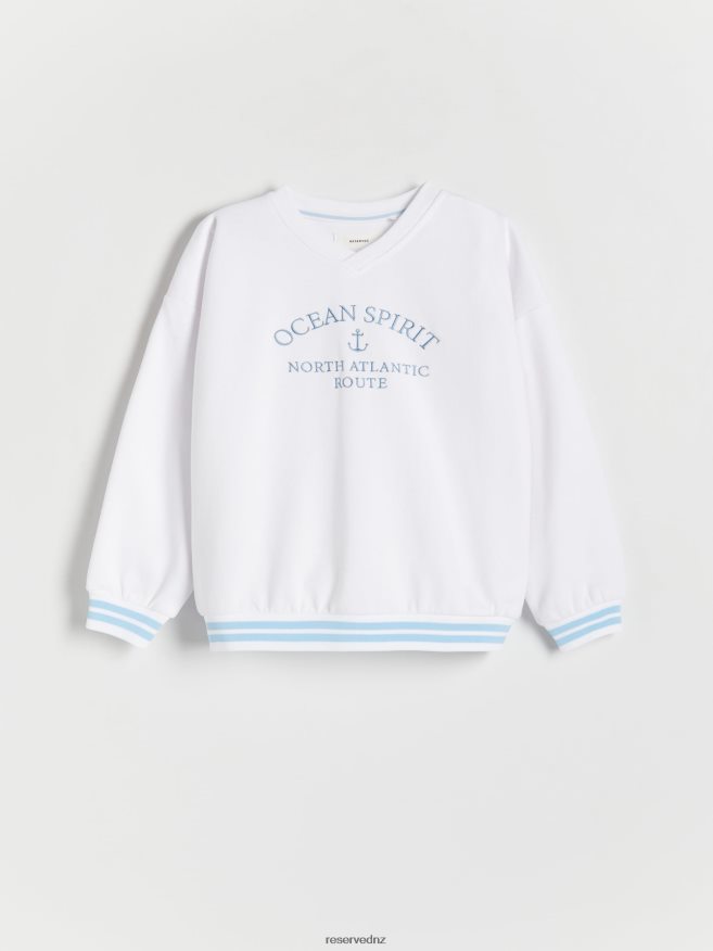 Reserved Boys Oversized Sweatshirt With Slogan P6H08T2210 Apparel White