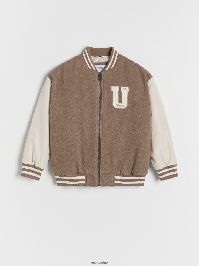 Reserved Boys Oversized Bomber Jacket With Wool Blend P6H08T2086 Apparel Brown