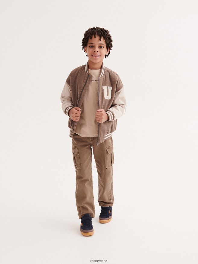 Reserved Boys Oversized Bomber Jacket With Wool Blend P6H08T2086 Apparel Brown