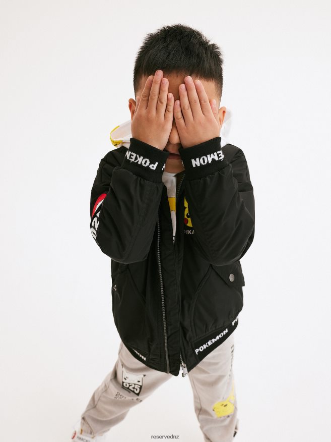 Reserved Boys Pokemon Bomber Jacket P6H08T2110 Apparel Black