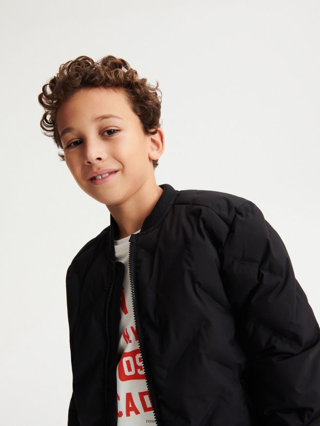 Reserved Boys Quilted Bomber Jacket P6H08T2194 Apparel Black