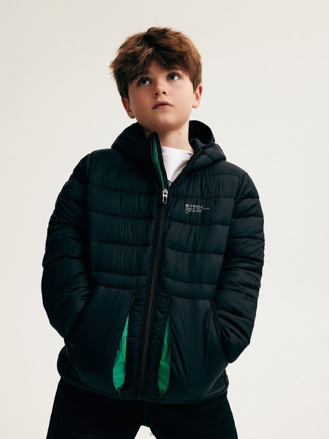 Reserved Boys Quilted Jacket With Hood P6H08T2039 Apparel Black