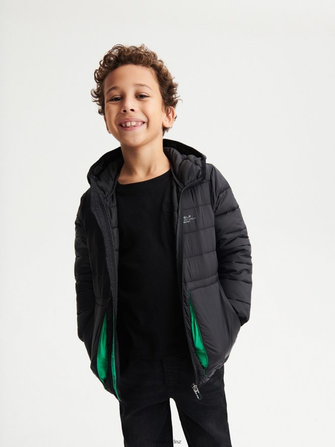 Reserved Boys Quilted Jacket With Hood P6H08T2172 Apparel Black