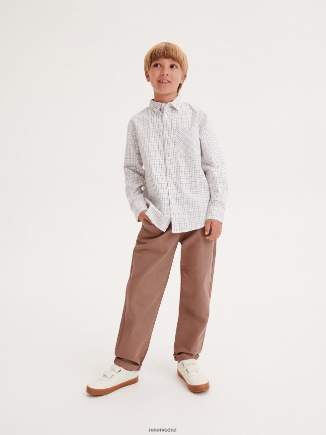 Reserved Boys Check Cotton Shirt P6H08T2072 Apparel Cream