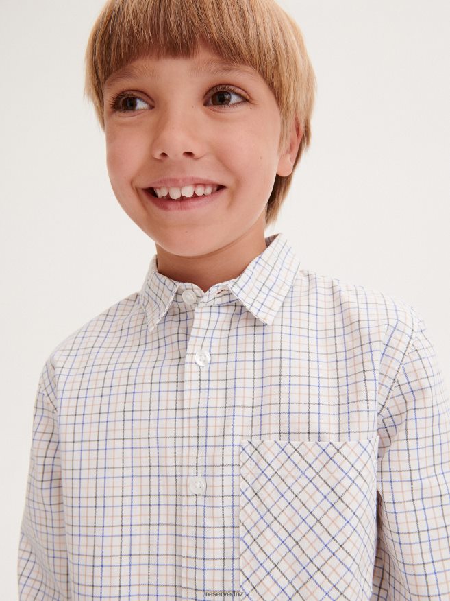 Reserved Boys Check Cotton Shirt P6H08T2072 Apparel Cream