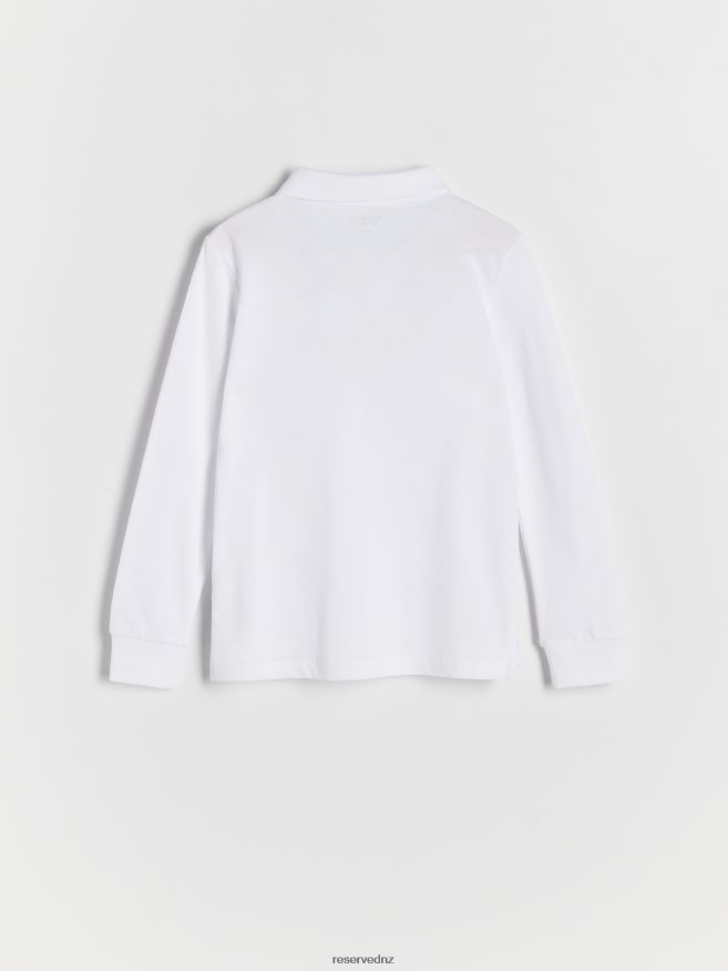 Reserved Boys Cotton Long Sleeve Polo Shirt P6H08T2050 Apparel White