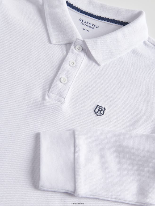 Reserved Boys Cotton Long Sleeve Polo Shirt P6H08T2050 Apparel White