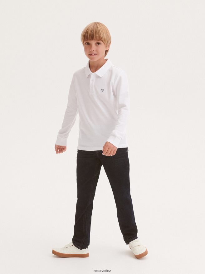 Reserved Boys Cotton Long Sleeve Polo Shirt P6H08T2050 Apparel White