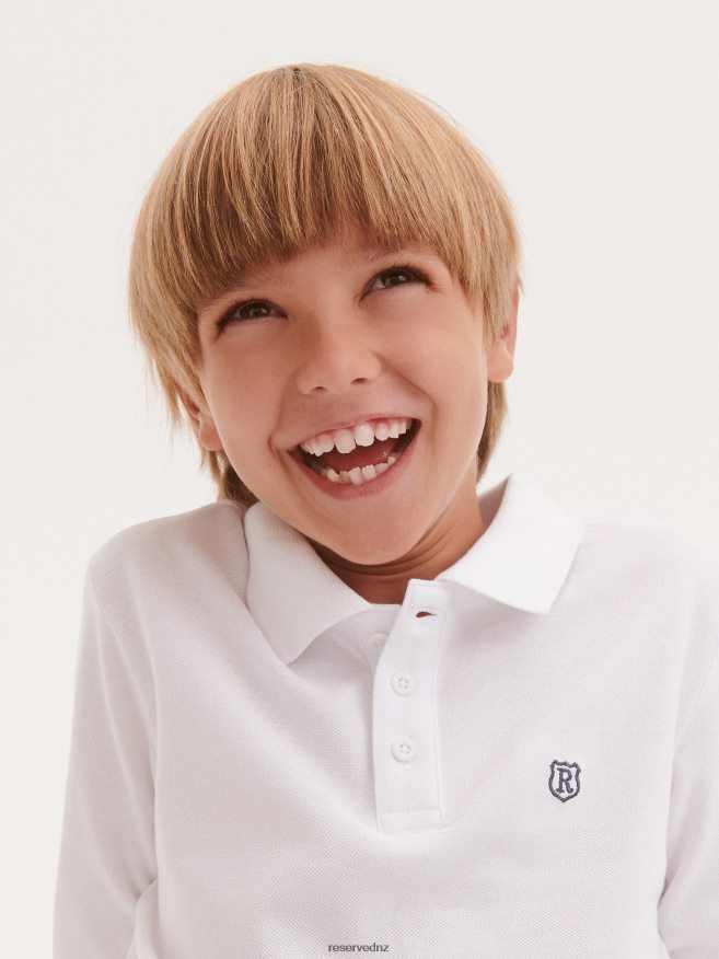 Reserved Boys Cotton Long Sleeve Polo Shirt P6H08T2050 Apparel White