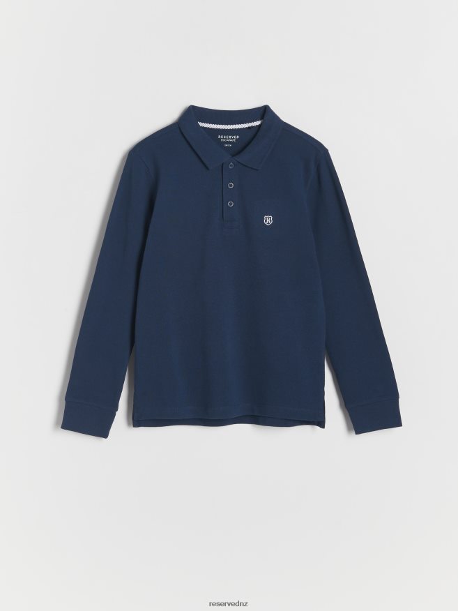 Reserved Boys Cotton Long Sleeve Polo Shirt P6H08T2068 Apparel Navy