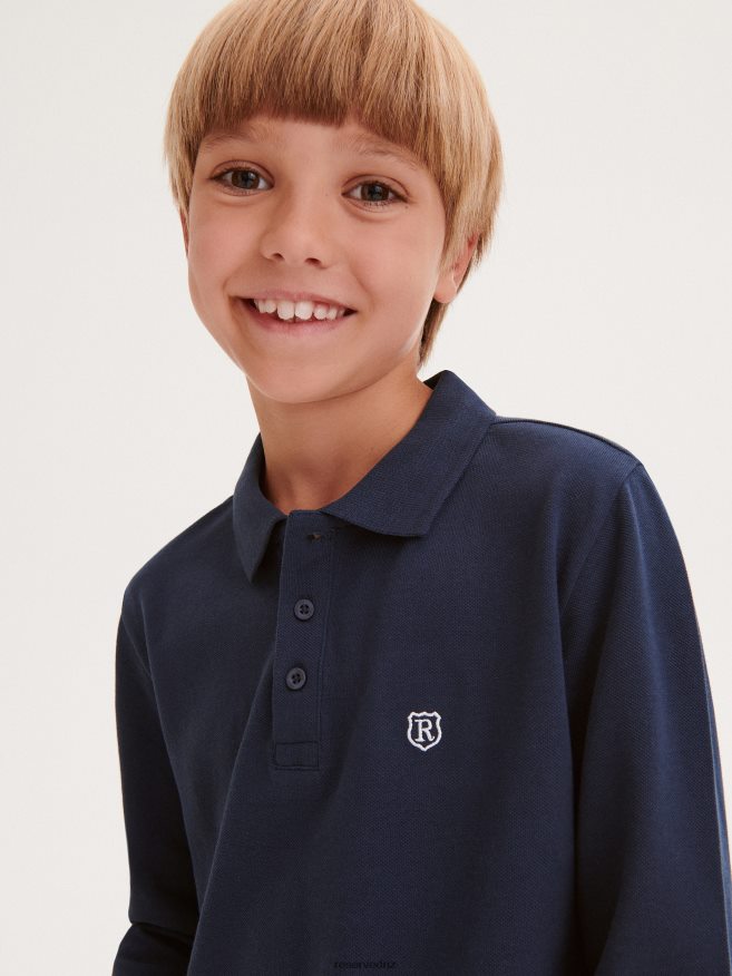Reserved Boys Cotton Long Sleeve Polo Shirt P6H08T2068 Apparel Navy