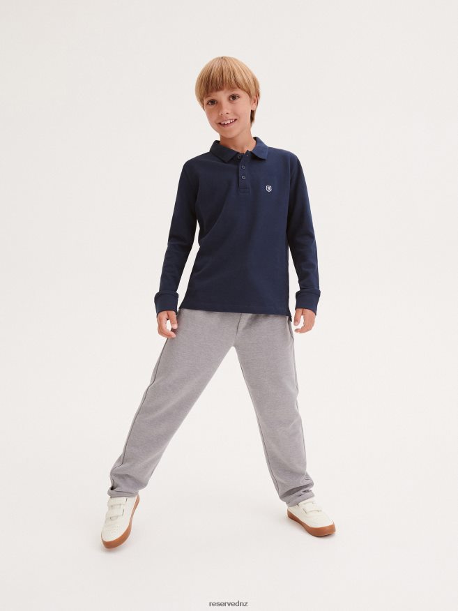 Reserved Boys Cotton Long Sleeve Polo Shirt P6H08T2068 Apparel Navy