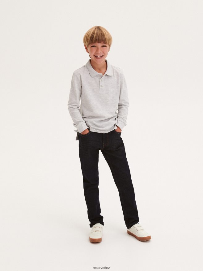 Reserved Boys Cotton Long Sleeve Polo Shirt P6H08T2120 Apparel Light Grey