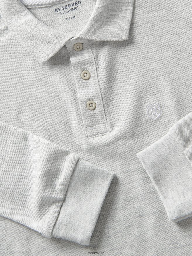 Reserved Boys Cotton Long Sleeve Polo Shirt P6H08T2120 Apparel Light Grey