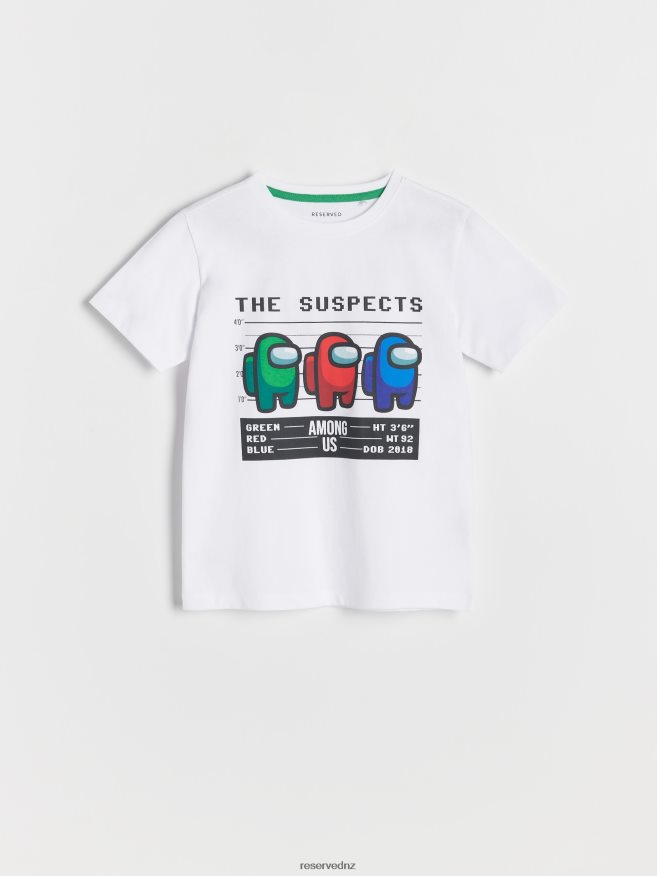 Reserved Boys Among Us T-Shirt P6H08T2132 Apparel White