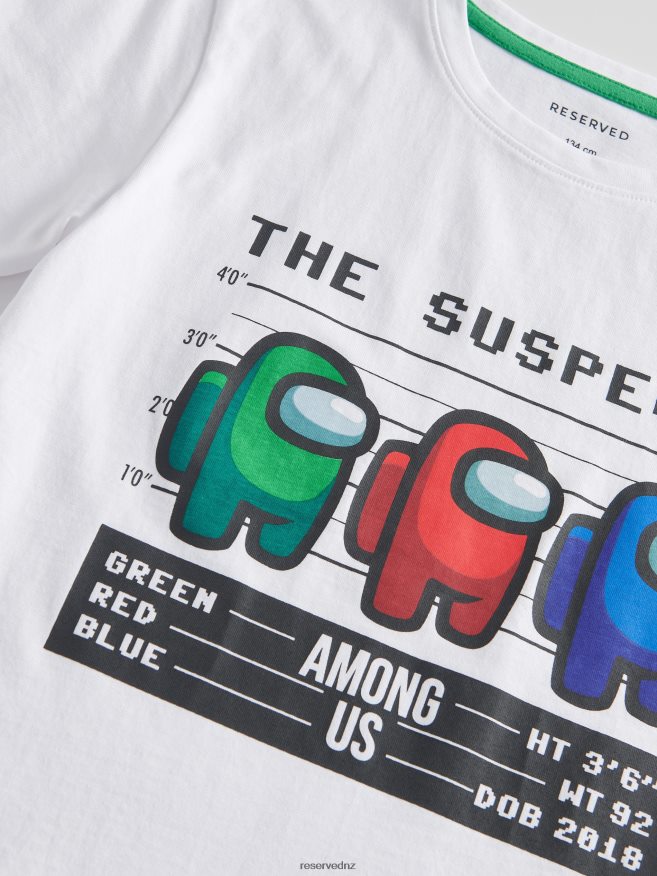 Reserved Boys Among Us T-Shirt P6H08T2132 Apparel White