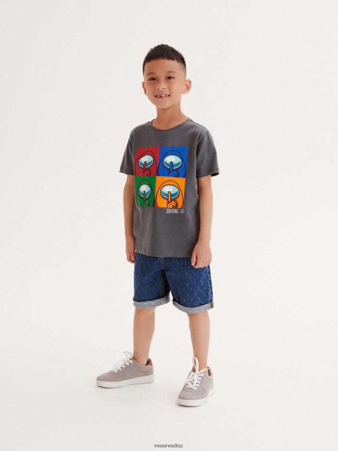 Reserved Boys Among Us T-Shirt P6H08T2141 Apparel Dark Grey