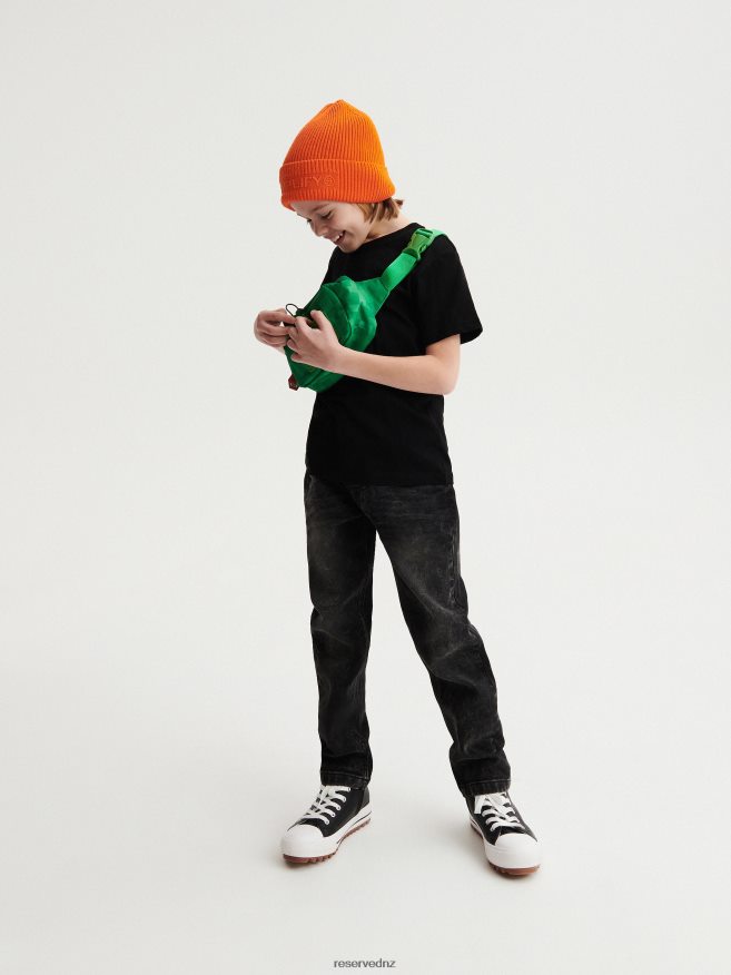 Reserved Boys Cotton T-Shirt P6H08T2182 Apparel Black