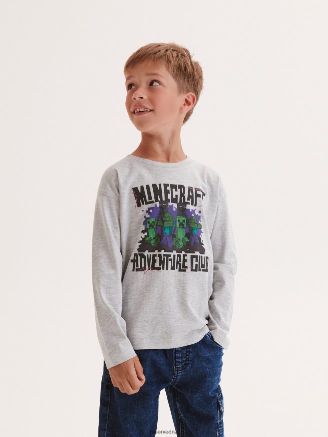 Reserved Boys Minecraft Long Sleeve T-Shirt P6H08T2107 Apparel Light Grey