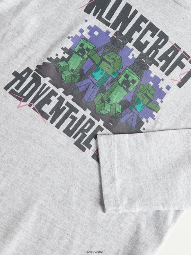 Reserved Boys Minecraft Long Sleeve T-Shirt P6H08T2107 Apparel Light Grey