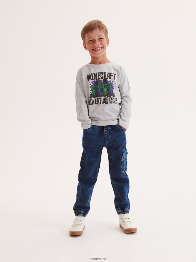 Reserved Boys Minecraft Long Sleeve T-Shirt P6H08T2107 Apparel Light Grey